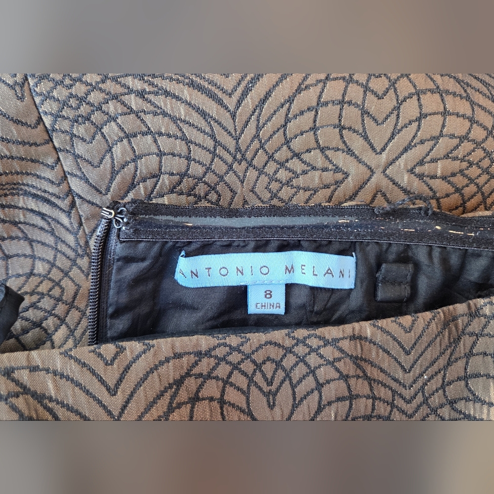 ANTONIO MELANI Black and Gold Geometric Midi Dress - Picture 4 of 5